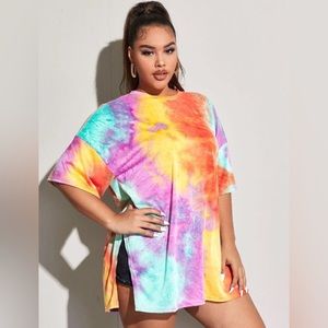 SHEIN EZwear Plus Split Hem Tie Dye Tee - 5XL - NWT